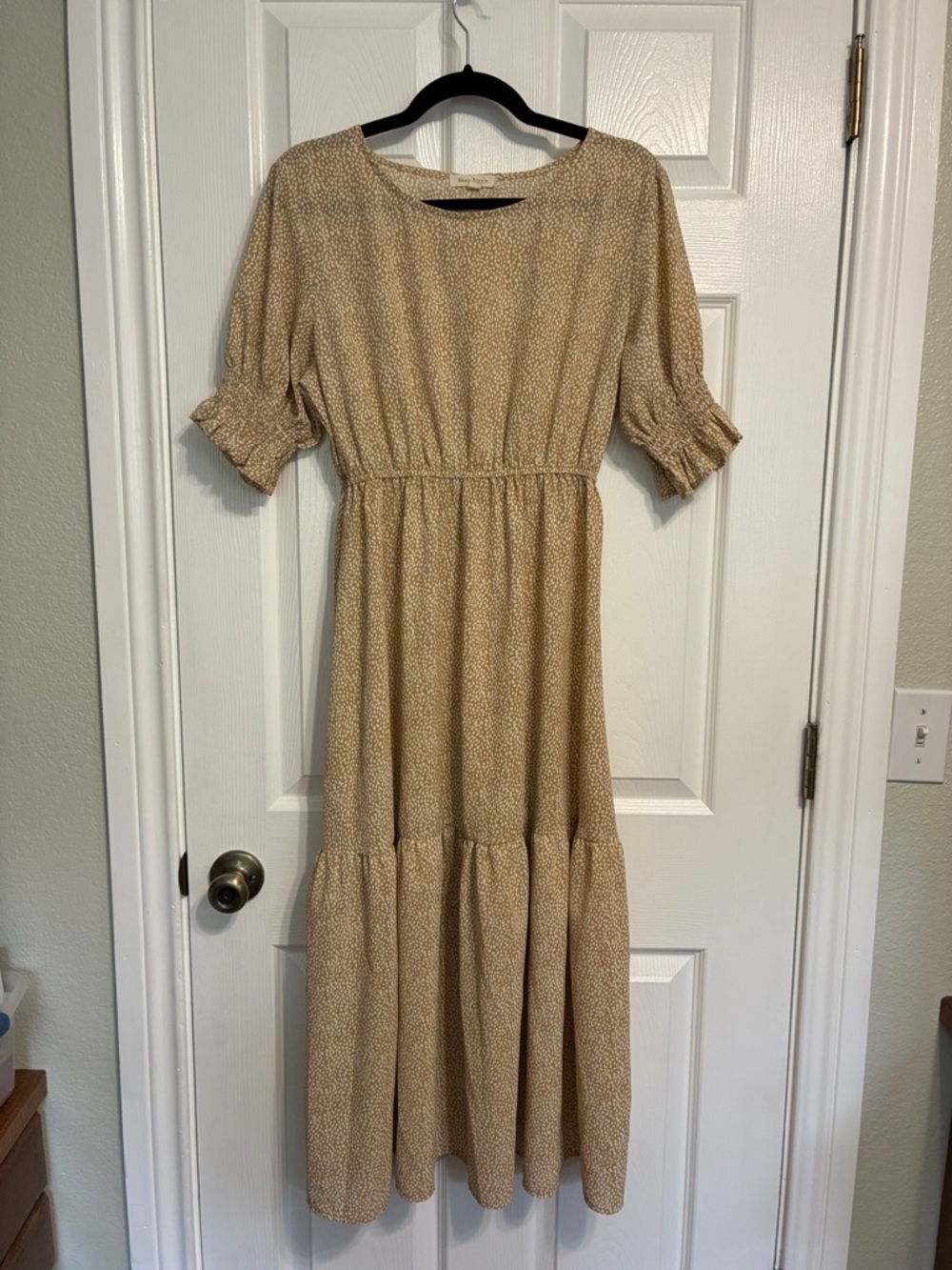 Shop Stevie Beige Floral Tiered Maxi Dress
